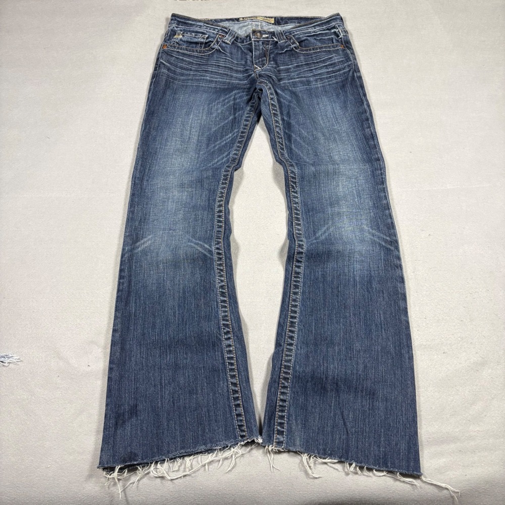 Big Star Sweet Ultra Low Rise Flare Jeans Dark Wash Embroidered 29XL Y2K
